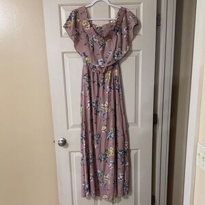 Peach Love California Floral Maxi Dress in Mauve